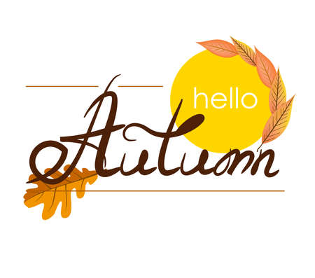 Vector illustration for autumn with lettering and autumn leavesのイラスト素材