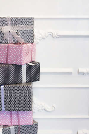 Gift box on white background. Colorful gifts box. Close up.の写真素材