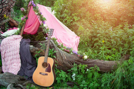 Romantic decoration on mountain, wedding inspirationsの写真素材