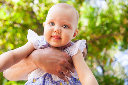 Happy young dad with child spending time outdoor on a summer day, picnic on park. Set