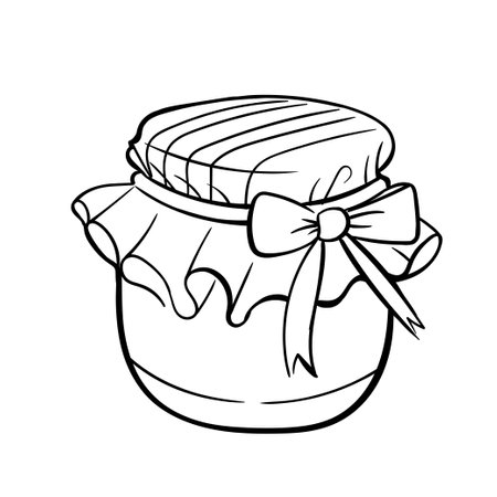 Fruit jam. Coloring page in doodle style. Hand draw.のイラスト素材