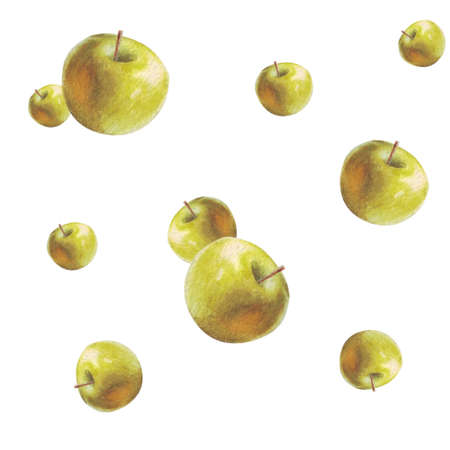 Seamless apple fruit hand drawn patternの写真素材
