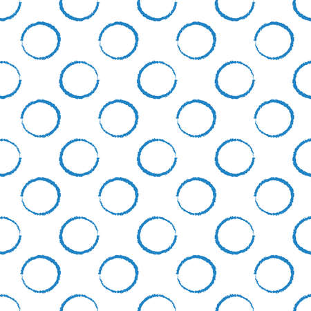 Seamless ring vector pattern with blue rings on white backgroundのイラスト素材