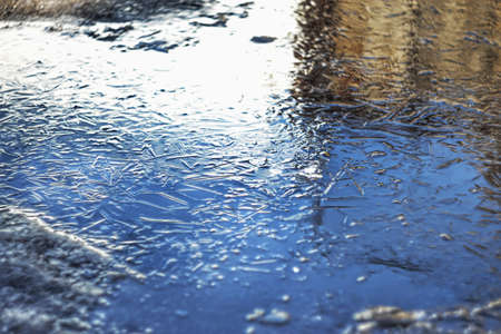 ice puddle winter water pattern ice pattern frostの写真素材