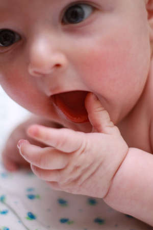 hand of a newborn baby close up. folds baby handの写真素材