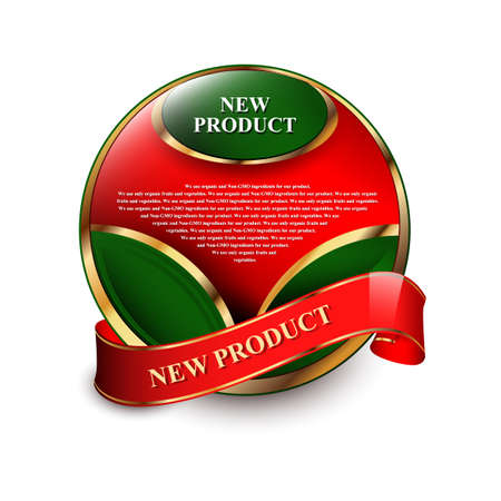 Single eco label with red ribbon on the white background のイラスト素材