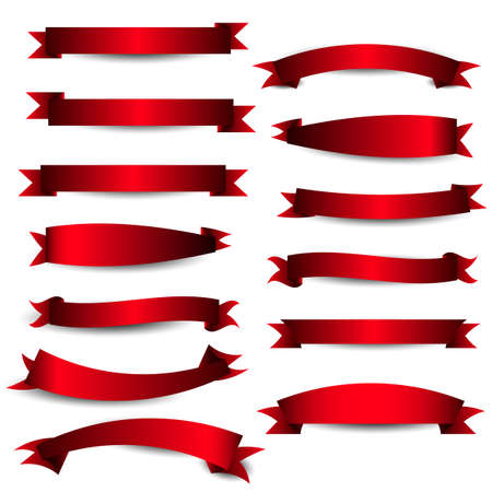 Set of  red ribbonsのイラスト素材