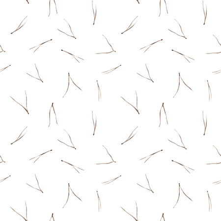 Pattern with cone needle. Botanical natural forest theme. Watercolor isolated illustration on white background. Seamless pattern, an illustration for postcards, posters, textile design and other.の写真素材