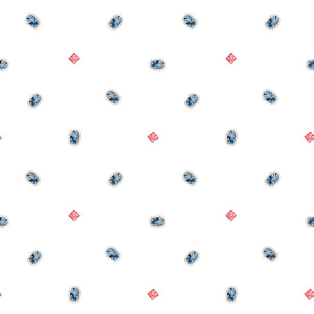 Seamless pattern watercolor with hand draw illustration stones sapphire and emerald. crystal stone watercolor beautiful collection,color gems design decorの写真素材
