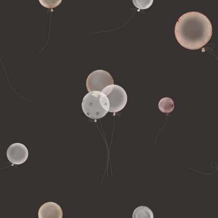 Pattern with Air Balloons. Watercolor seamless background for Kids. Cute Print for childish textile design or wallpaper. Pastel Color Happy Balloons. Pastel Color Happy Balloons.の写真素材