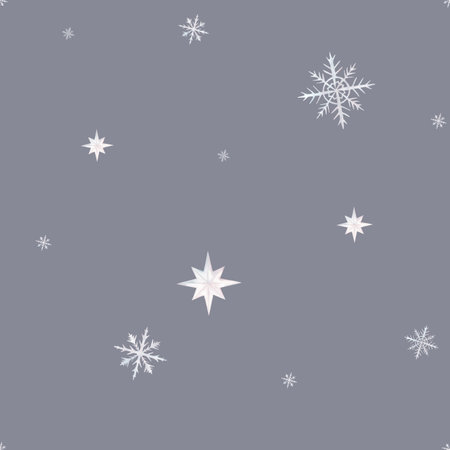 Seamless pattern with snow and snowflakes in different shapes and forms. Christmas and New Year...