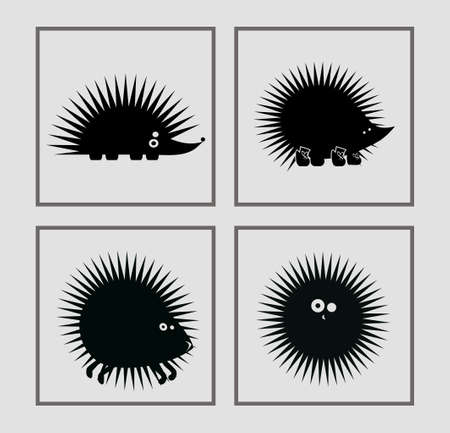 prickly vector hedgehogs in various posesのイラスト素材