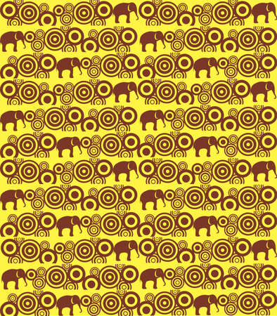 	the African pattern of circles with elephantsのイラスト素材