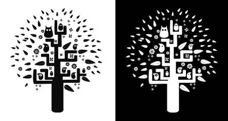 black-and-white tree of desiresのイラスト素材