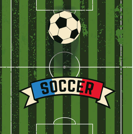 soccer ball rolls across the field to the gateのイラスト素材