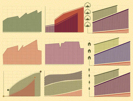 Vintage charts and indicators with cotton for agriculture