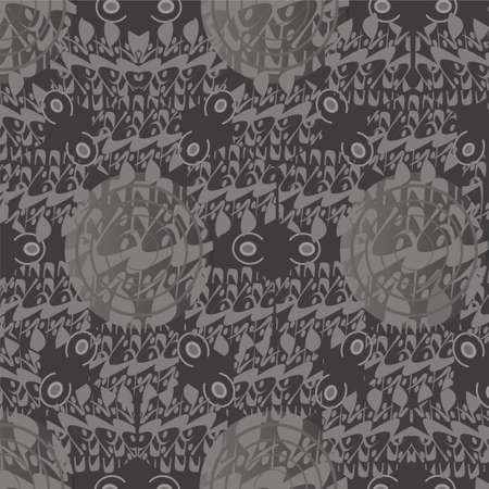grey pattern Oriental motif of circles and linesのイラスト素材