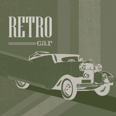 vector illustration of vintage car on the posterのイラスト素材