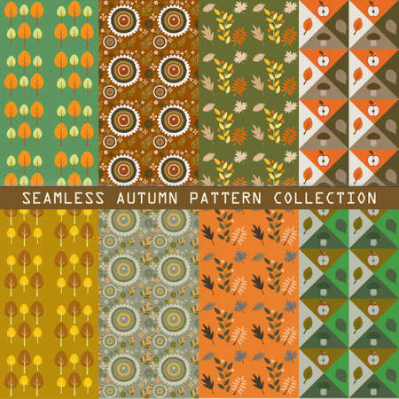 beautiful seamless vector autumn patterns collection with leavesのイラスト素材