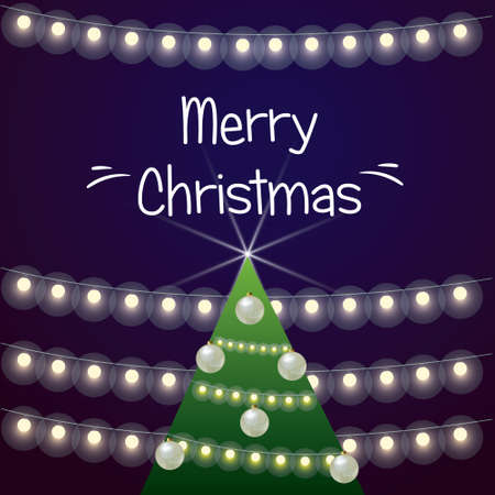 Vector illustration of Christmas and new year decorated Christmas treesのイラスト素材