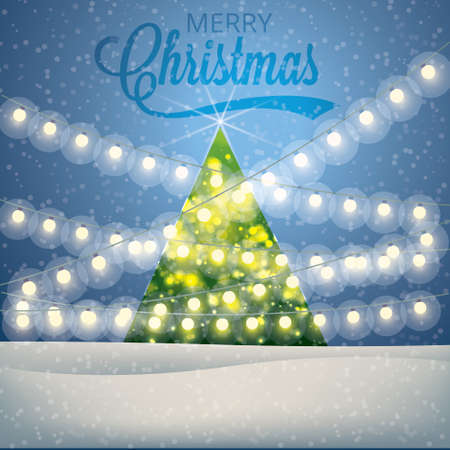 Vector illustration of Christmas and new year decorated Christmas treesのイラスト素材