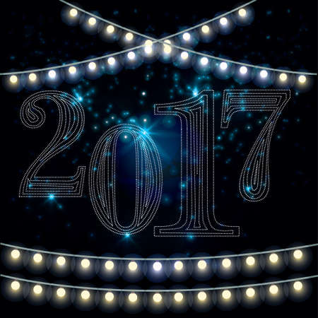 vector festive illustration of the coming of the new 2017 and Christmas