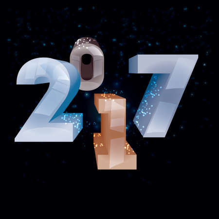 vector festive illustration of the coming of the new 2017 and Christmasのイラスト素材