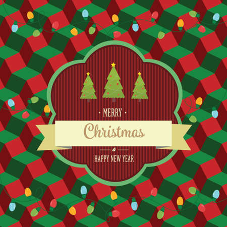 vector illustration of new year and Christmas card in vintage styleのイラスト素材