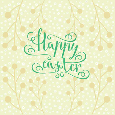 Easter vector bright illustration postcard a happy Easter greeting cards, labels, hand calligraphic font with happy Easter text, easter backgroundのイラスト素材