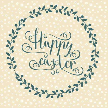 Easter vector bright illustration postcard a happy Easter greeting cards, labels, hand calligraphic font with happy Easter text, easter backgroundのイラスト素材