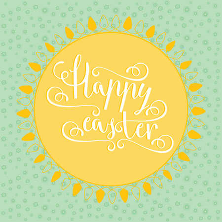 Easter vector bright illustration postcard a happy Easter greeting cards, labels, hand calligraphic font with happy Easter text, easter backgroundのイラスト素材
