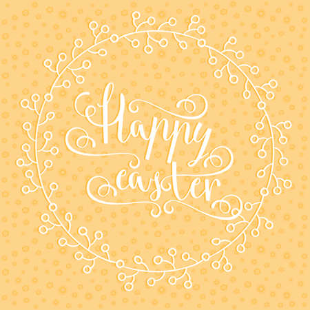Easter vector bright illustration postcard a happy Easter greeting cards, labels, hand calligraphic font with happy Easter text, easter backgroundのイラスト素材