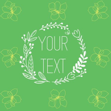 vector Postcard illustration with spring flowers and picture frame Ah your text of plants and flowersのイラスト素材