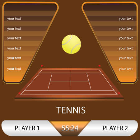 vector illustration of a tennis tournament, a game, a tennis field, with the ballのイラスト素材