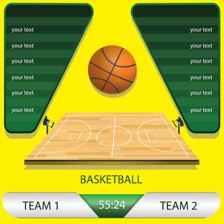 vector illustration of a basketball tournament game, basketball field, with the ball and competitionのイラスト素材