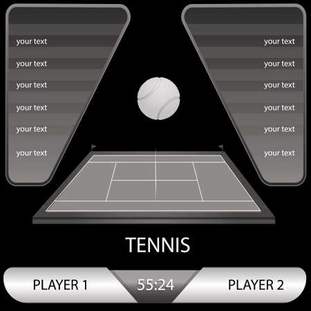 vector illustration of a tennis tournament, a game, a tennis field, with the ballのイラスト素材