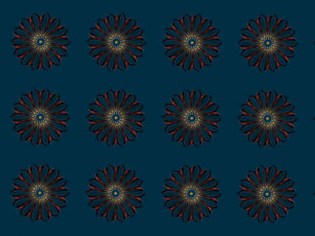 Bronze flower pattern on blue background