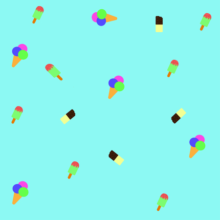 seamless pattern of ice cream and chocolate on a blue background