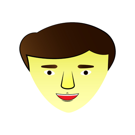 illustration with an Asian guy face. icon. Vector graphics,のイラスト素材