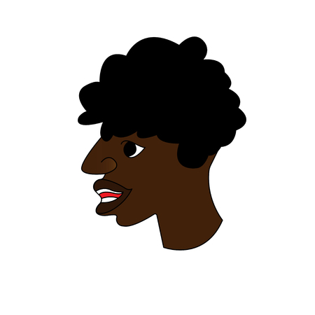 Profile of a man African American. Portrait of a guy. Avatar. Vector Flat Illustrationのイラスト素材
