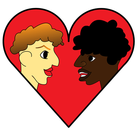 logo design template. a couple icon on the background of the heart.のイラスト素材