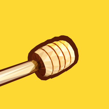 A wooden honey dipper made in Low Polly technique. vector illustration.のイラスト素材