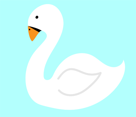 White swan on water. Vector flat illustration.のイラスト素材