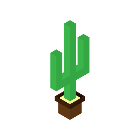 Cactus plant 3d vector and illustration design. isolated cactus in pots on a white background. isometry.のイラスト素材