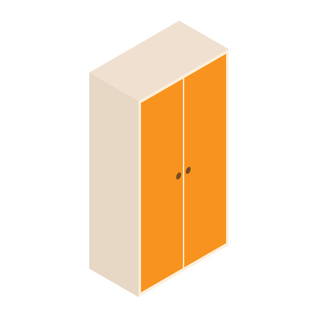3d vector wardrobe and design illustration. isolated wooden cabinet on white background. isometry.のイラスト素材