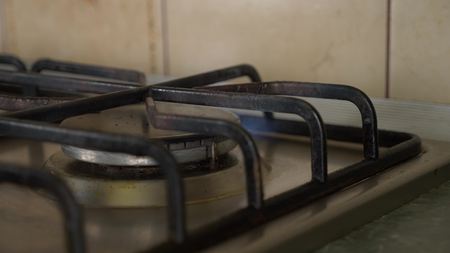 turn on the gas stove. copy spaceの写真素材