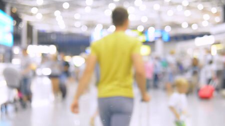 abstract blurred background. airport lounge with passengersの写真素材