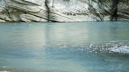 mountain river and rocks. beautiful canyon. copy space.