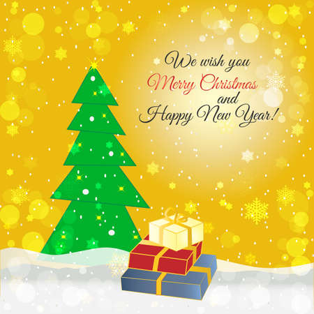 Merry Christmas and Happy New Year - greeting card. Vector illustration.のイラスト素材