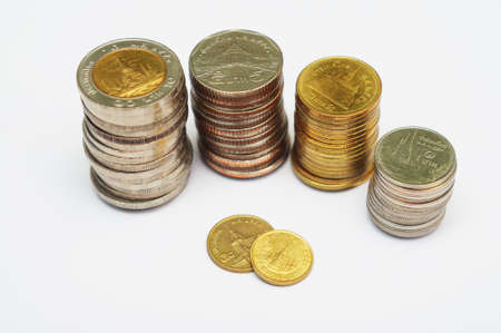 Stack of baht coins の写真素材